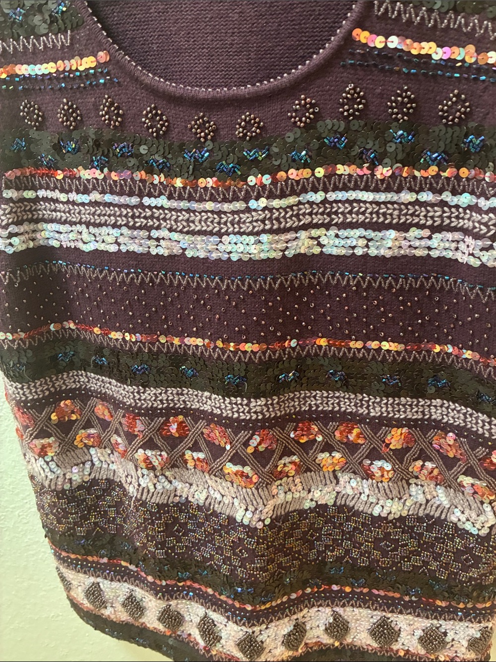 Sigrid Olsen Plum Embellished Knit Tank with Multicolor Accents - Picture 8 of 8